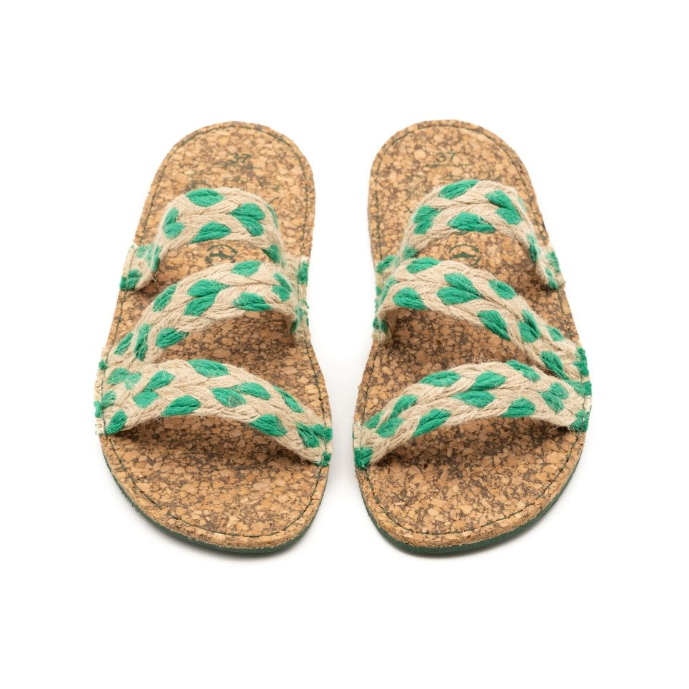 RECYCLED SANDAL MARGUERITE GREEN| Vesica Piscis – VESICA PISCIS FOOTWEAR