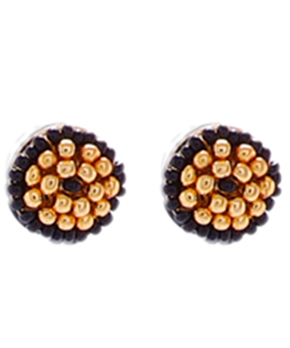 Gold Plated and Black Beads Earrings - Style 4