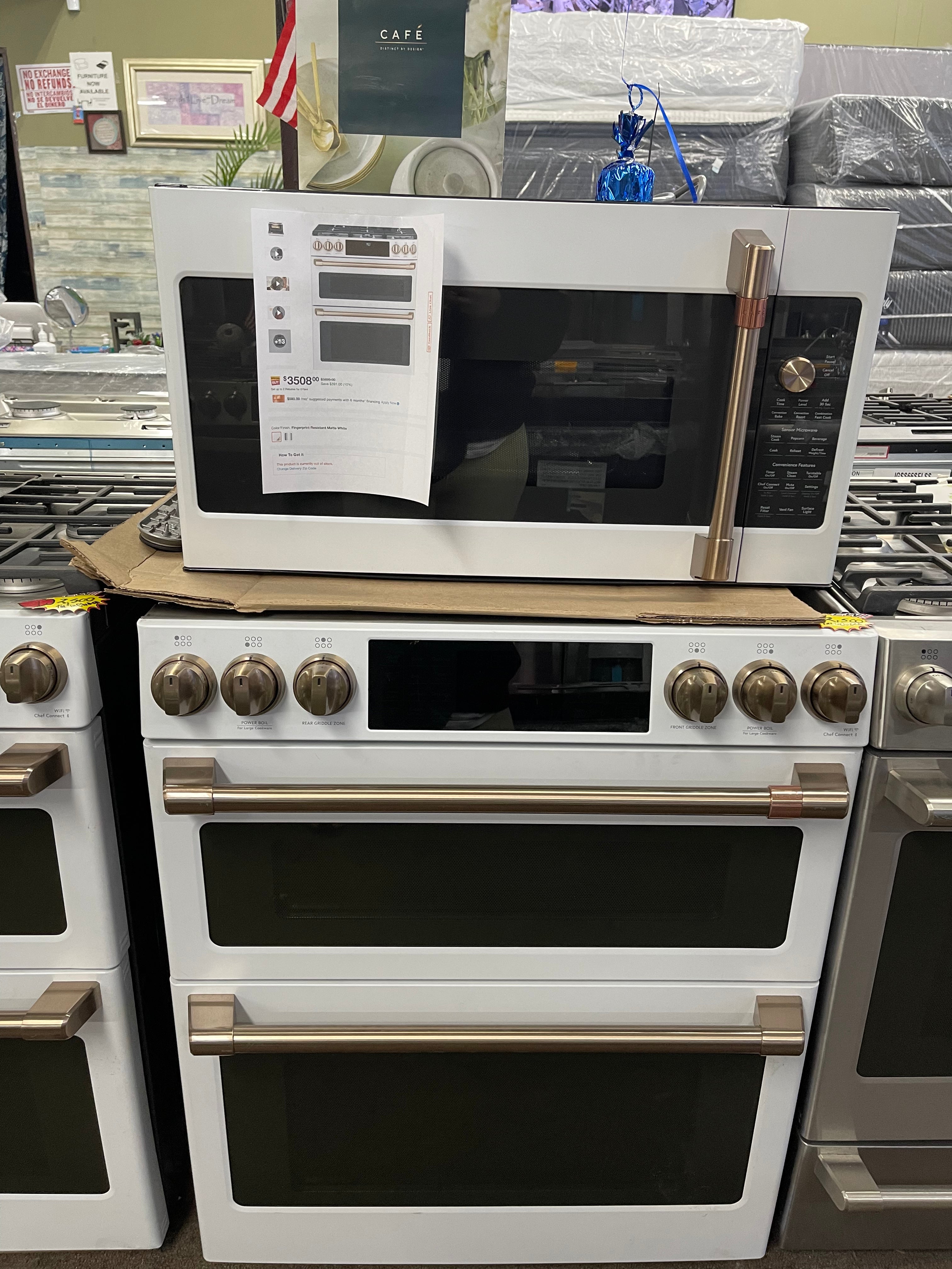 ge cafe 6 burner double oven gas range