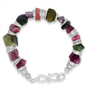 Tourmaline Chunk and Disk Bracelet