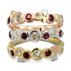 Sussex Designer Three colour gold ruby dress rings