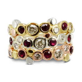 Creative Three colour gold ruby stacking rings