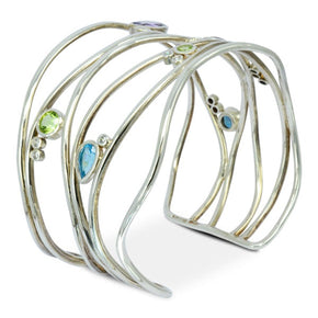 Recycled diamond and gem cuff bangle bespoke sussex
