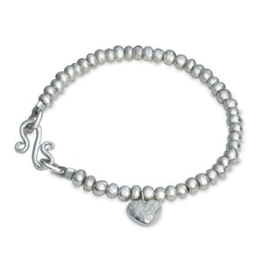 Silver Nugget Bracelet with Nugget Heart