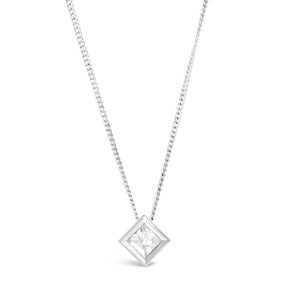 Platinum and Princess Cut Diamond Cube Pendant