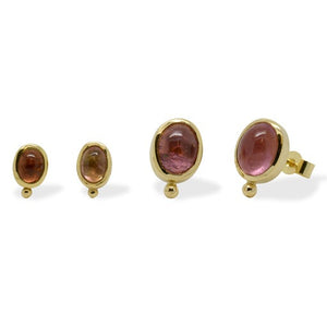 Pink Tourmaline Gold Ear Studs