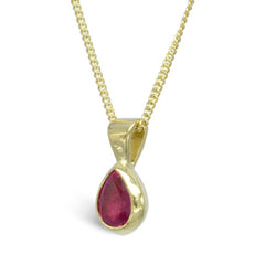Gold ruby teardrop pendant