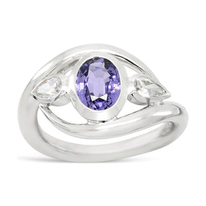 Trilogy ring Inwards Spiky Ring With Amethyst and Diamond.