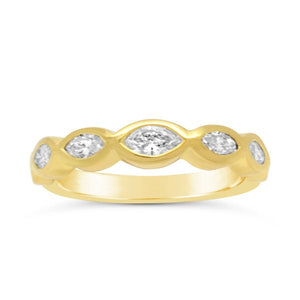 Half Eternity Ring with Rubover Marquise Diamond in 18ct Gold