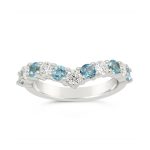 Fitted Half Eternity Diamond Aquamarine Ring