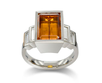 Autumn Jewellery yellow topaz and diamond ring