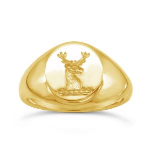 96000153 18ct gold signet ring with deer seal engraving