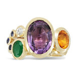 Bespoke Stacking Rings with Amethyst, Citrine, Diamond and Sapphire 18ct Gold