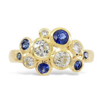 96000212 18ct gold diamond and sapphire bubble ring
