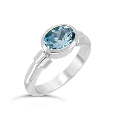 Aquamarine and platinum birthstone ring