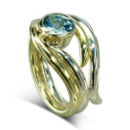 Aquamarine Green and White Gold Engagement Ring