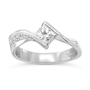 Channel set flat twist engagement ring