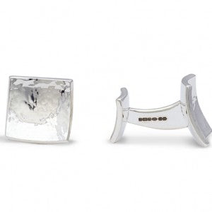 Hammered Silver Concave Square Cufflinks