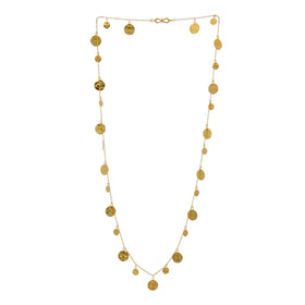 Disc gold opera necklace