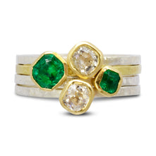Emerald Old Cut Diamond stacking Rings