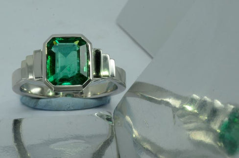 An Unusual Choice: Emerald Engagement Rings Emerald art deco ring