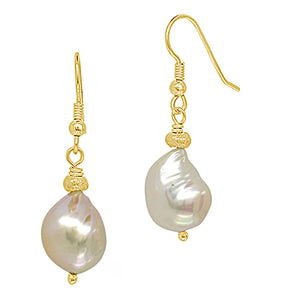 Gold Nugget Pearl Earrings