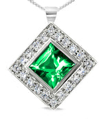 Emerald Diamond Cluster Pendant