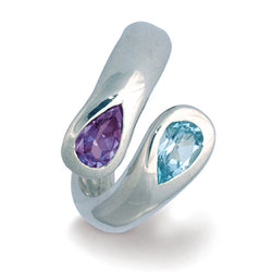 Moi et Toi Dress Ring with-Amethyst and Blue Topaz