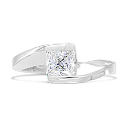 square diamond modern engagement ring