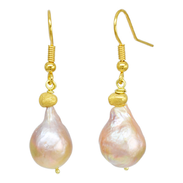 Peach Baroque Pearl Drop Earrings