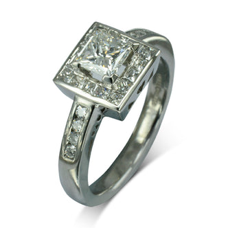 Princess Cut Diamond Cluster Engagement Ring