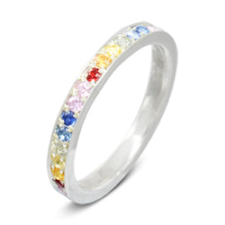 Rainbow sapphire eternity ring