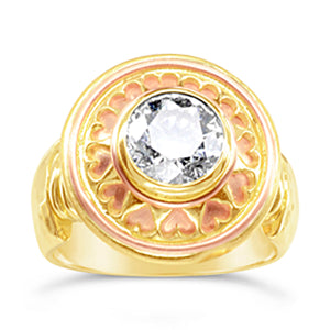 Roman hesart ring diamond 18ct yellow rose gold