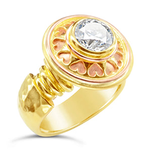 Roman hesart ring diamond 18ct yellow rose gold