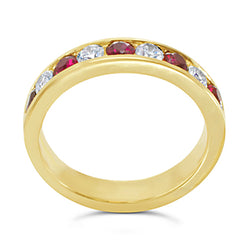 Ruby and Diamond channel set eternity ring