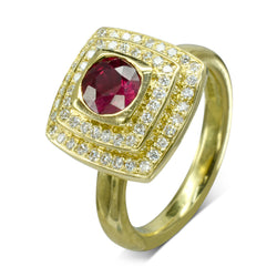 Ruby July Birthstone Jewellery Ruby double cluster ring