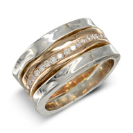 Hammered Eternity Ring rose gold white gold and diamond