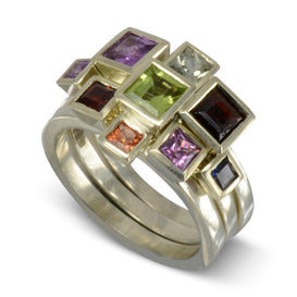 Square Gems Stacking Ring