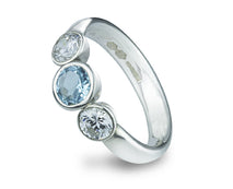 Aquamarine and Diamond Taper Set Platinum Engagement Ring