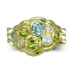 bubbles peridot cluster ring