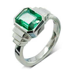 art deco inspired emerald ring