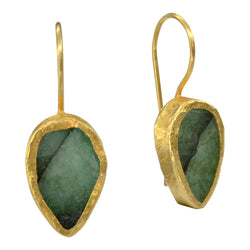 rough emerald pear earrings