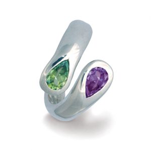 Moi et toi ring with amethyst and peridot