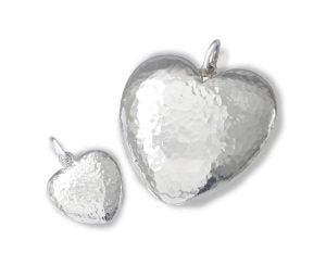 solid silver hammered heart pendants