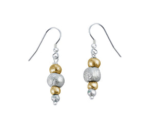 Silver and gold nugget earrings