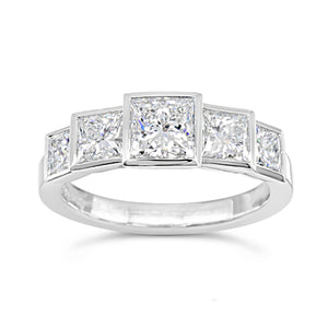 five princess diamond deco ring front 