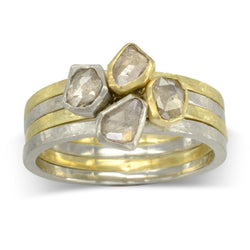 Unusual Alternative Diamond Cuts rough diamond stacking rings