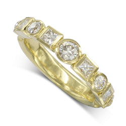 Unusual Gold Eternity Rings princess cut rubover
