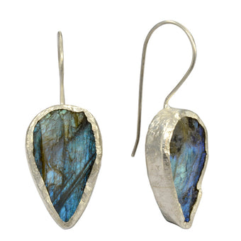 labradorite pear earrings green