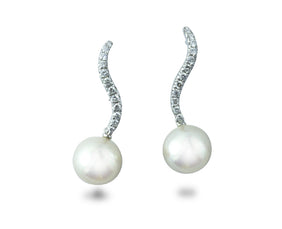 Diamond Pearl Wave Earrings